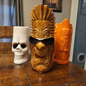 SET of 3 Tiki Mugs / Handcrafted Ceramic